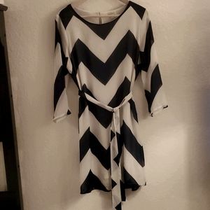 Charming Charlie long-sleeve belted chevron dress
